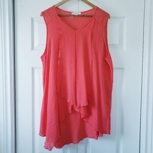 Spence Asymmetrical Women's Sleeveless Flowy Blouse Size 1X Top Chic